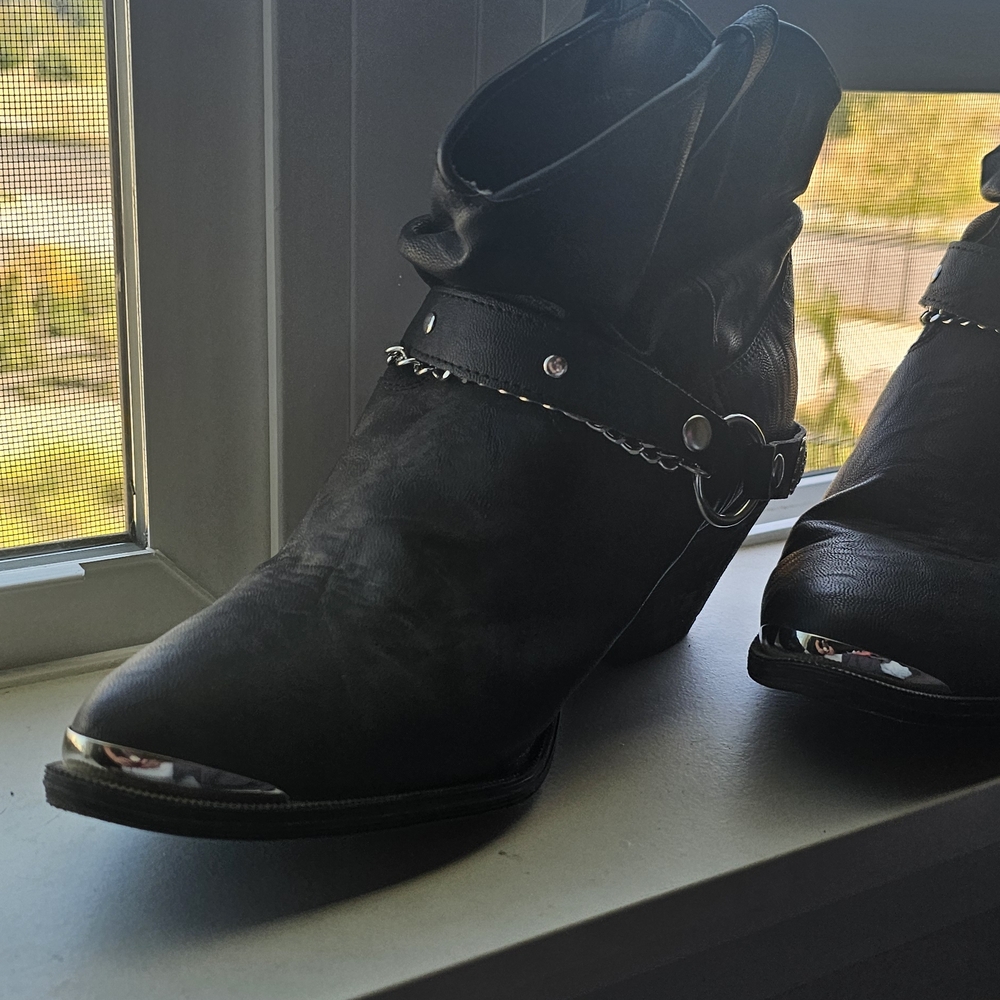 Black Leather Ankle Boots